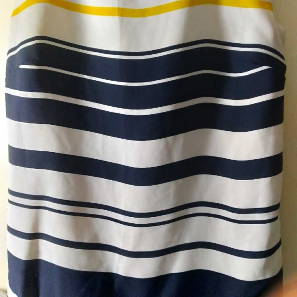 Navy blue and white strip Dress with yellow